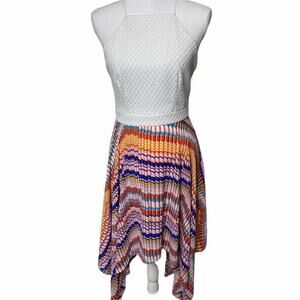 Bisou Bisou Michele Bohbot Colorful Sleeveless White Women Dress Size 2 New